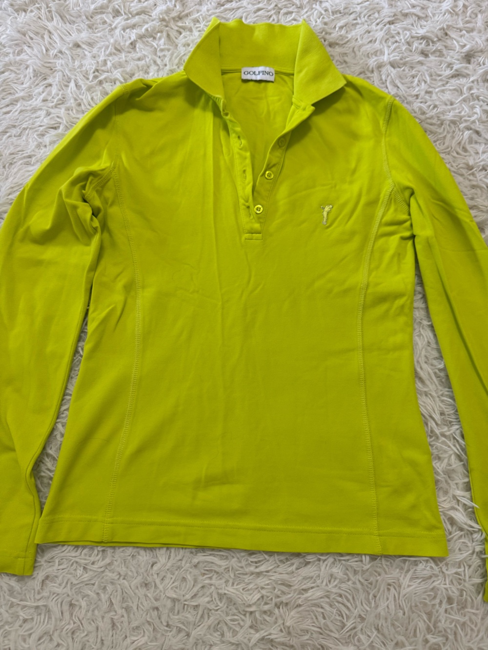 GOLFINO Slim-Fit Men's Long Sleeve Polo Shirt - Lime Green